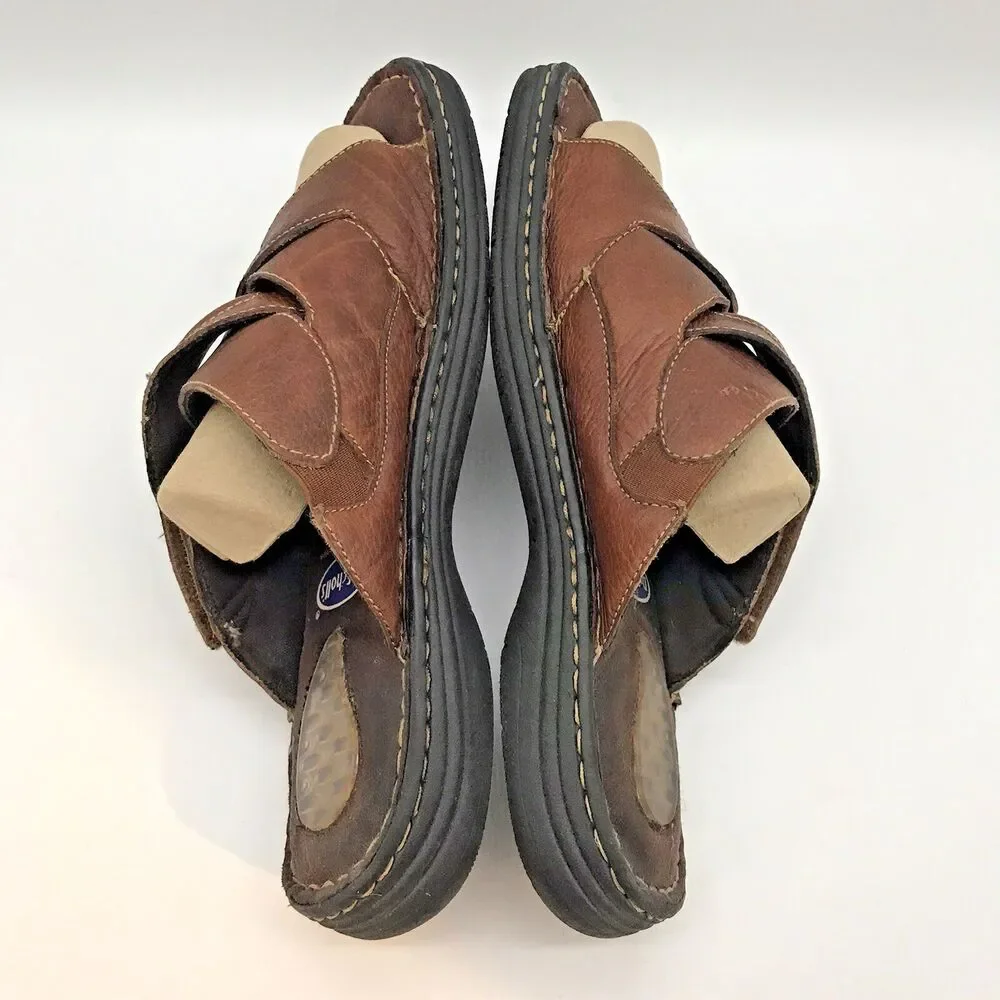 Dr. Scholl’s Clay Air Pillo Gel Comfort Slides Men’s 13 Brown Leather Sandals
